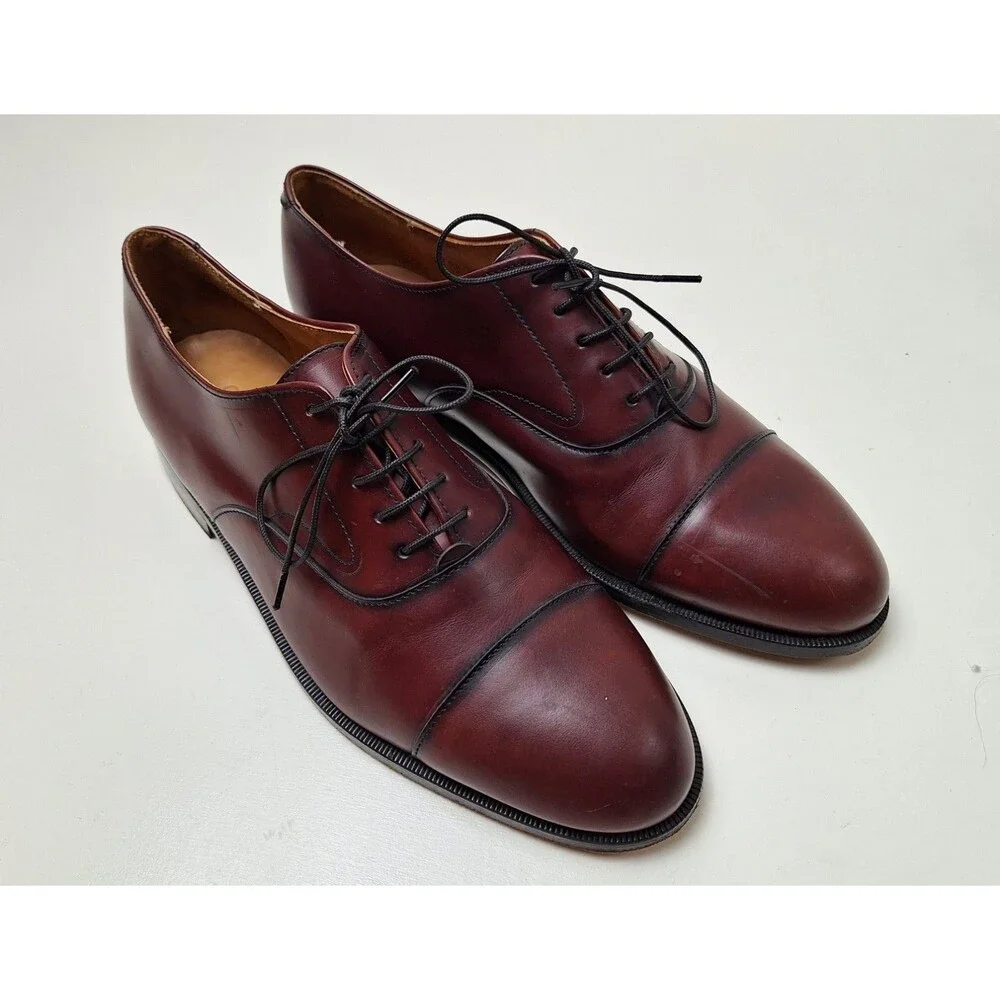 Men’s Cole Haan Burgundy Oxford Cap Toe Dress Shoes-USA Made-Size 10.5D